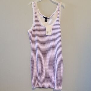 Forever 21 Purple and White Striped Top with Lace